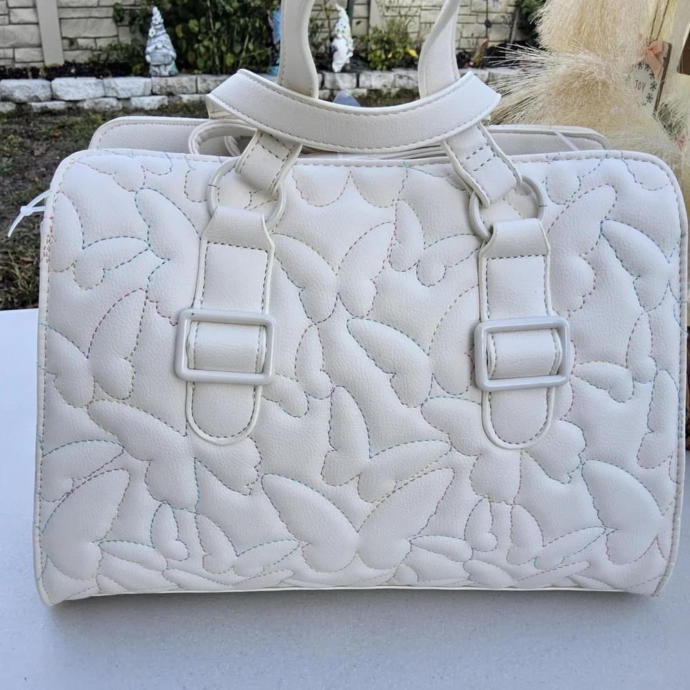 Betsey Johnson Cream Butterfly Satchel